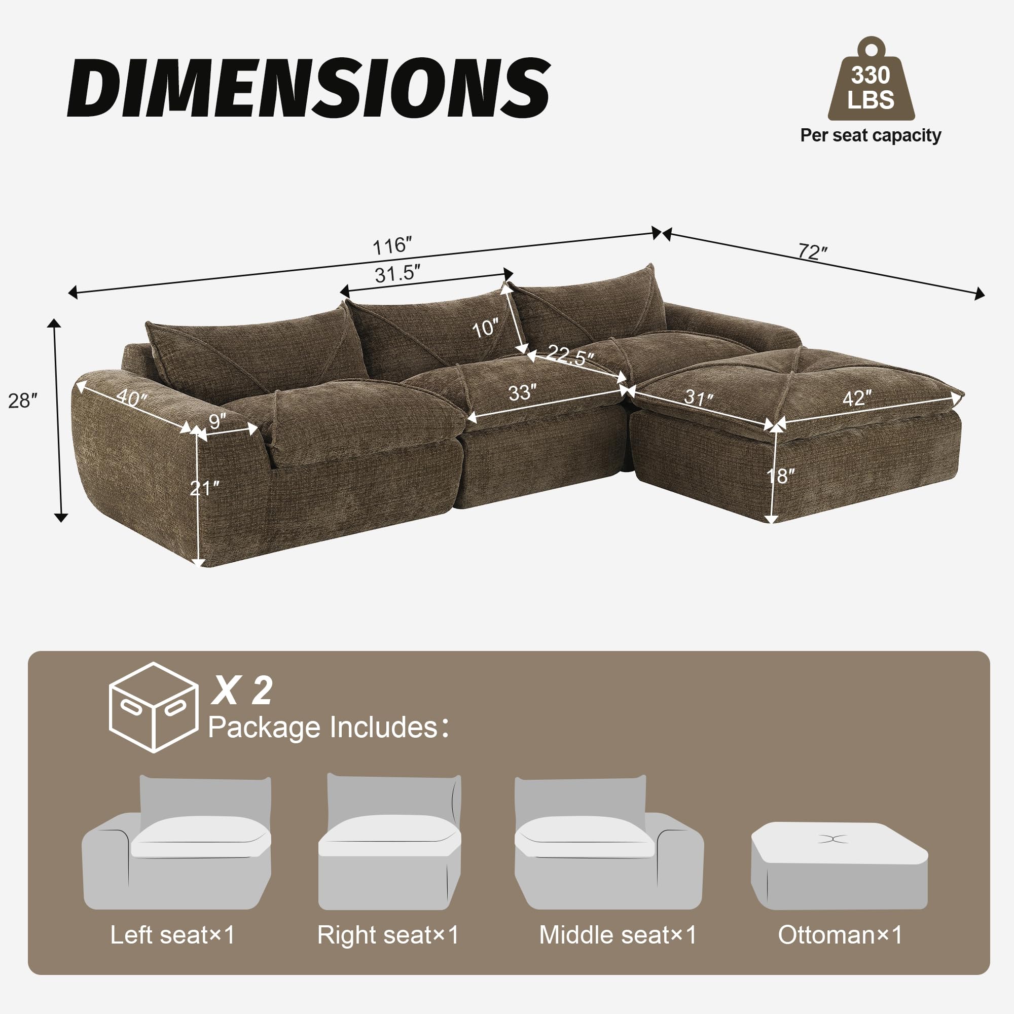 Oversized Modular Chenille Cloud Sectional Sofa