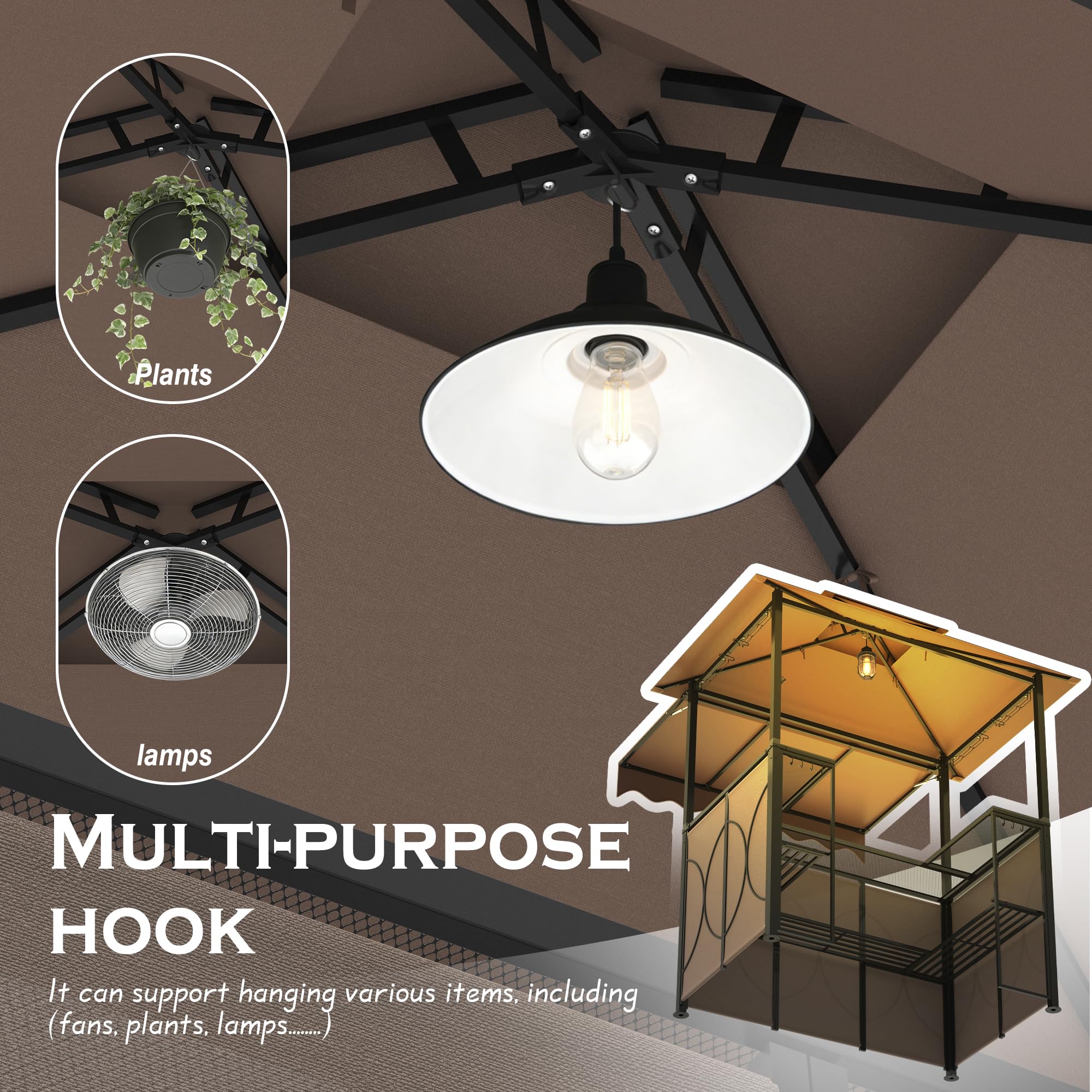 3 Piece Patio Bar and Grill Set with Canopy