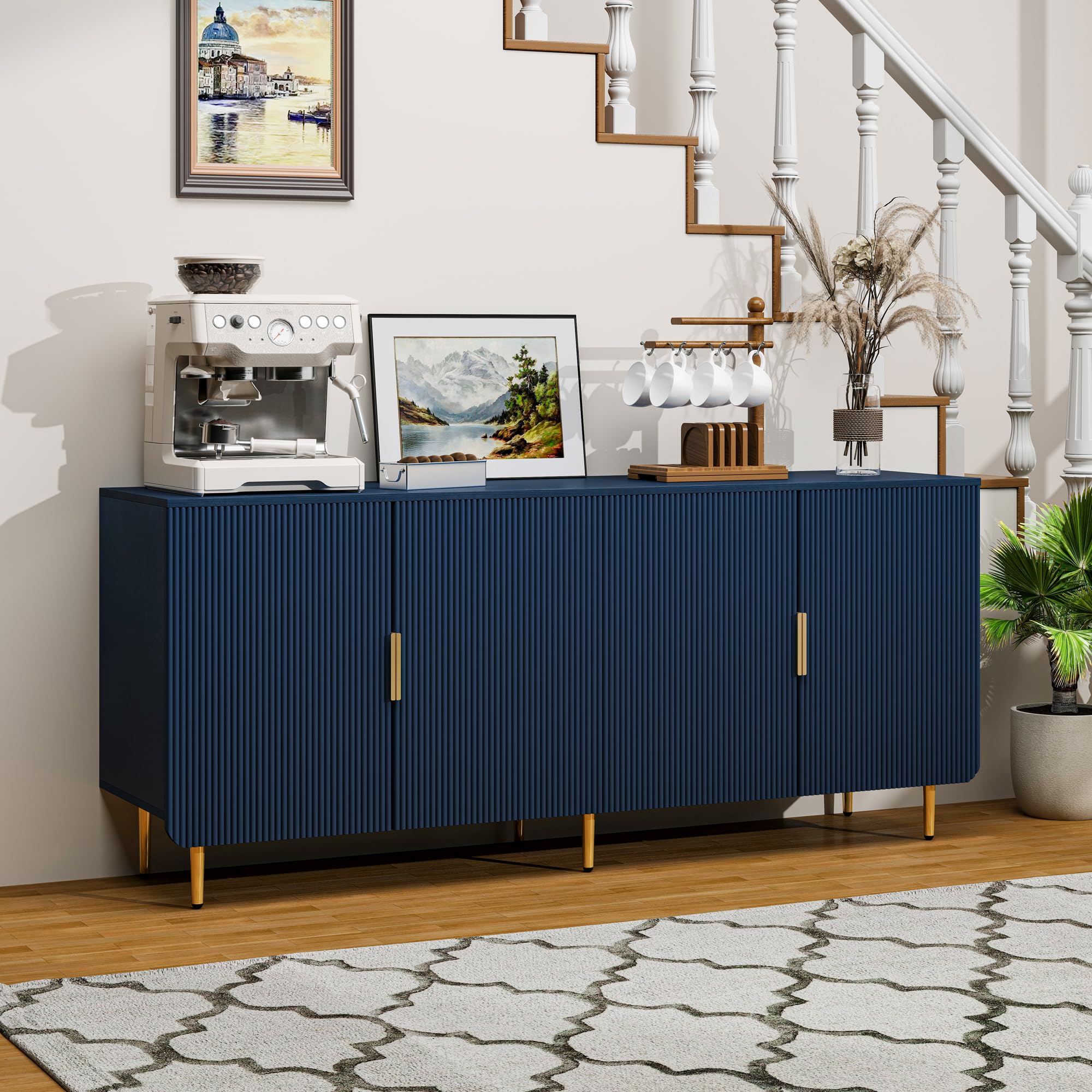 Fluted Sideboard Buffet Cabinet with Storage