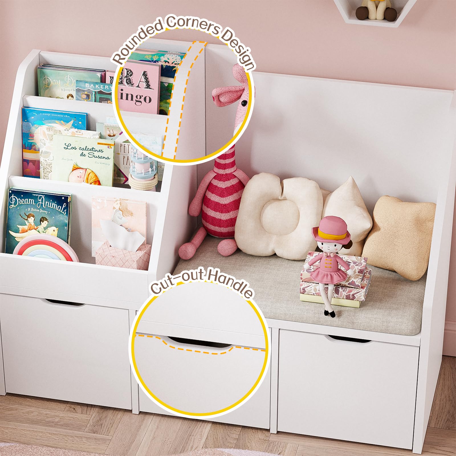 Kids Reading Nook with Bench and Storage