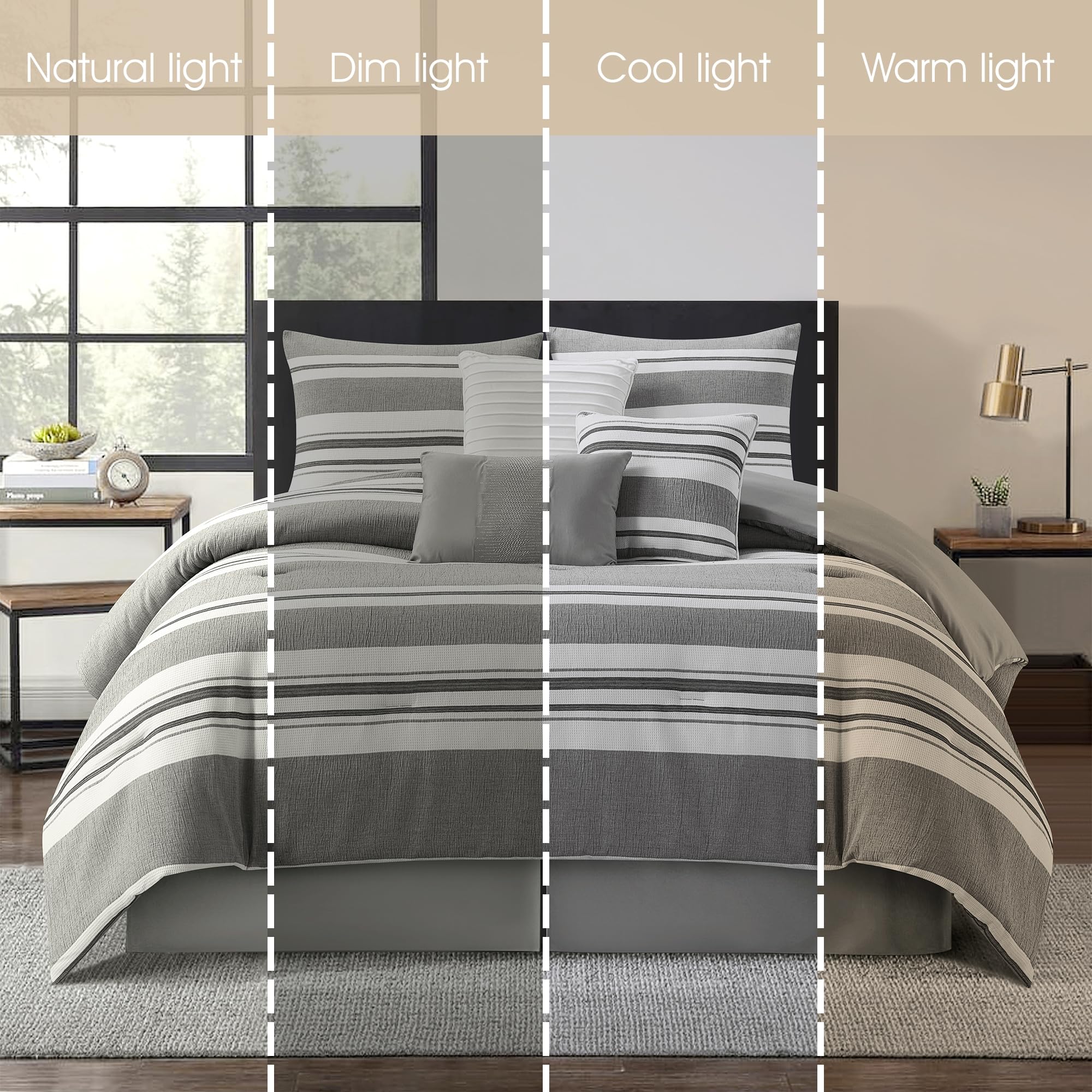 7-Piece Queen Comforter Set with Geometric Jacquard Pattern