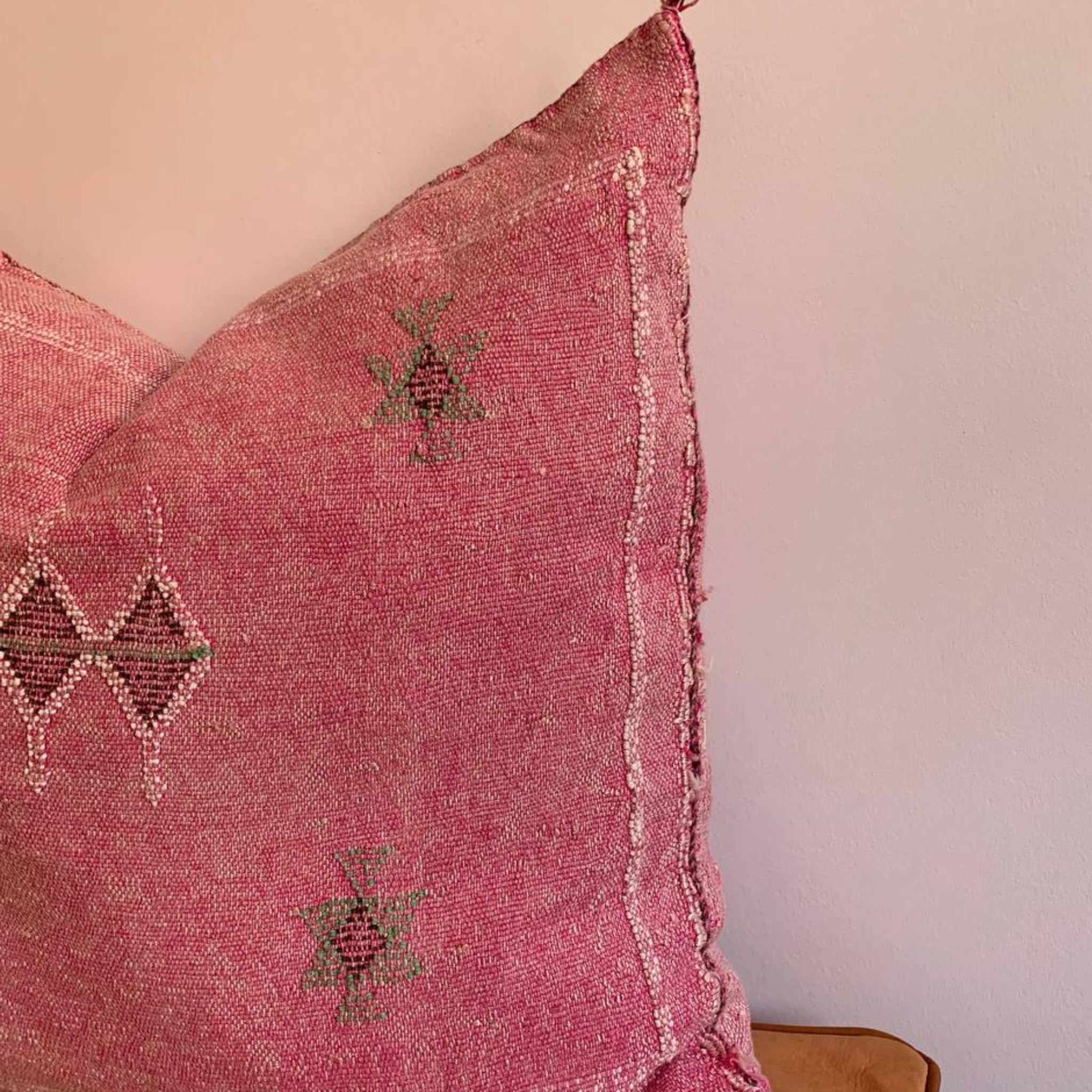 Moroccan Cactus Silk Pillow Cover 20x20 Pink