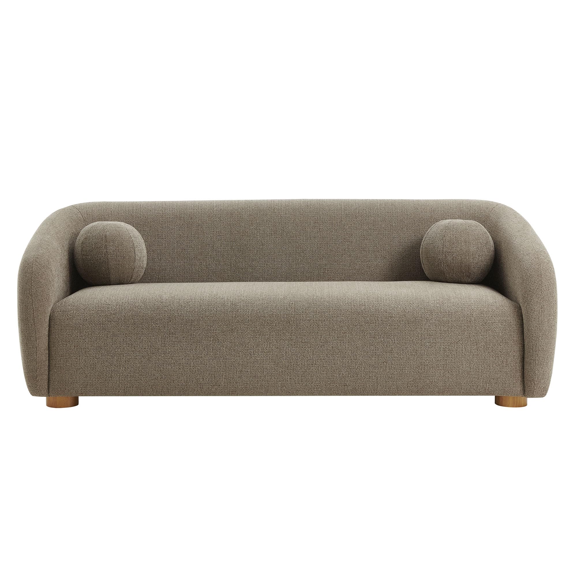 85 Inch Curved Back Sofa with Ball Throw Pillows