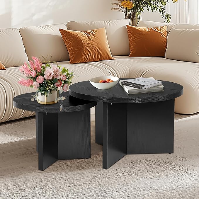 Round Nesting Coffee Tables Set of 2