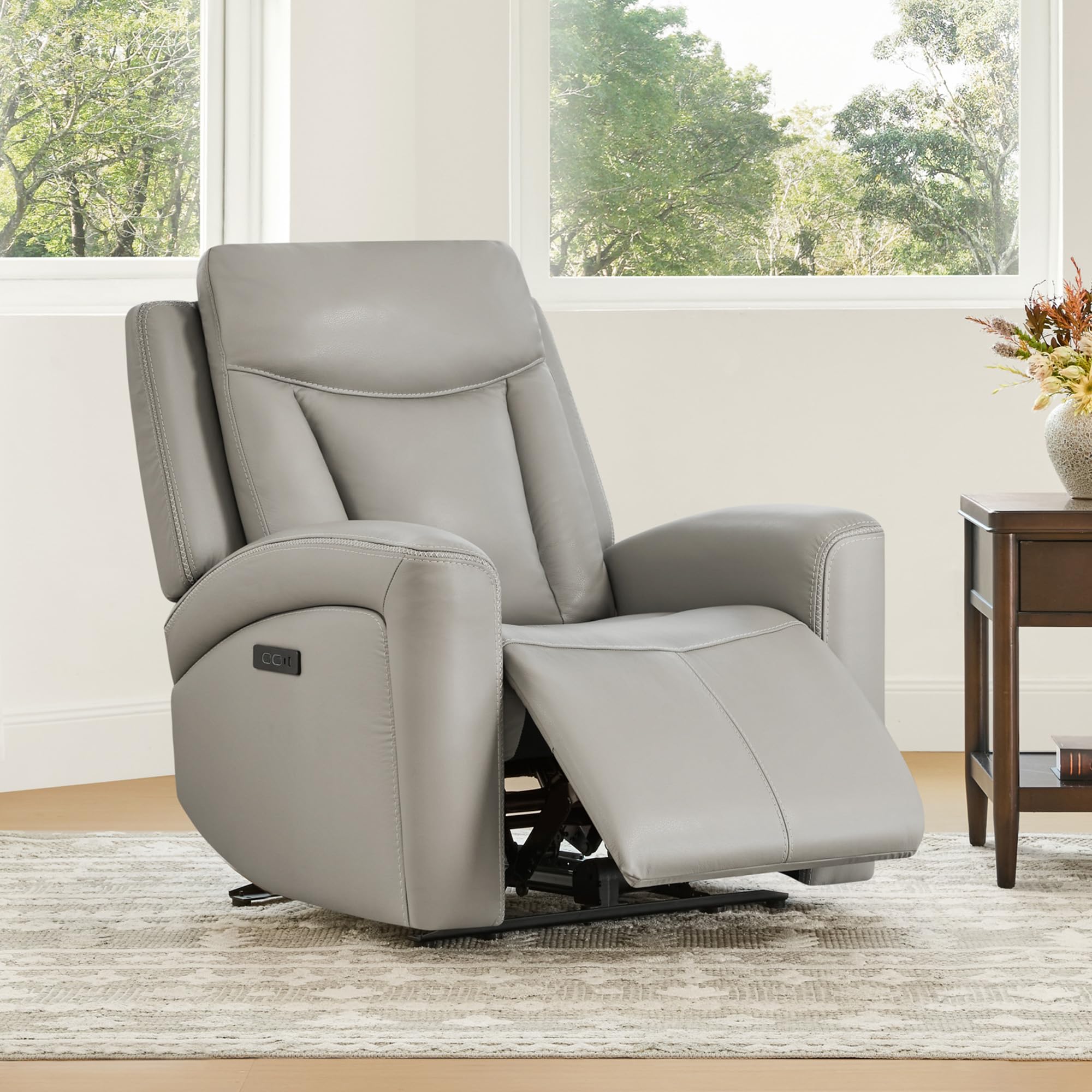Genuine Leather Power Recliner with Zero Gravity & Adjustable Headrest