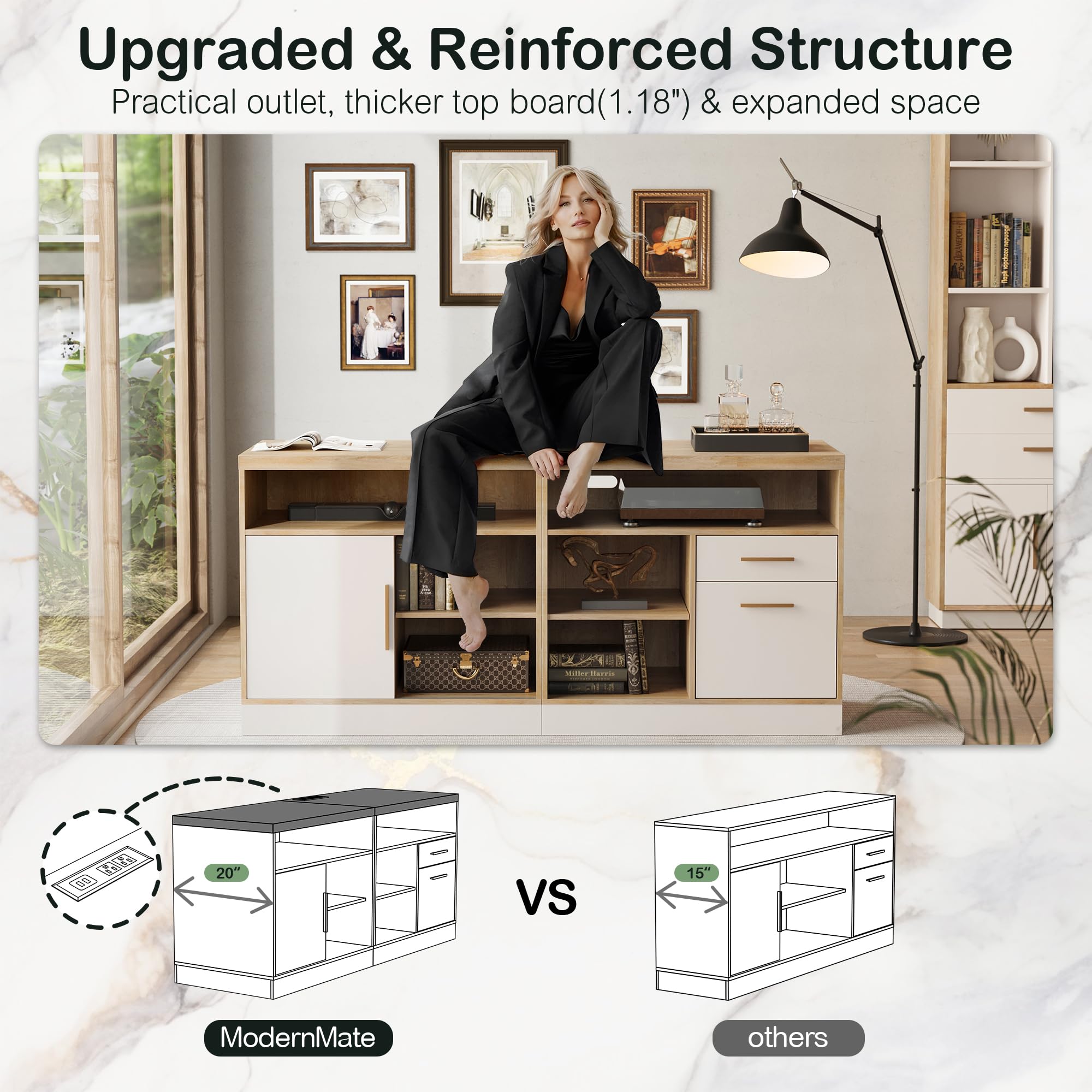 63" Wood Lateral File Cabinet with Lock