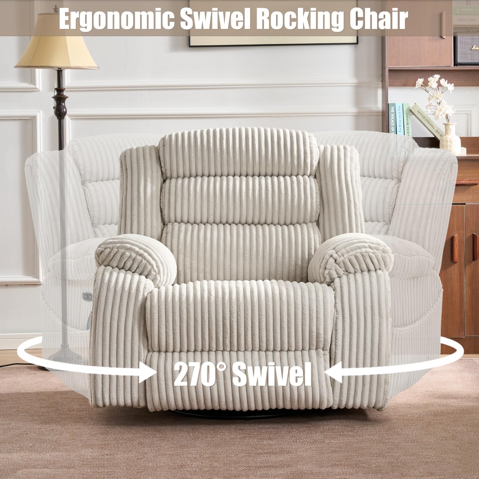 Power Swivel Rocker Recliner with Massage and Heat