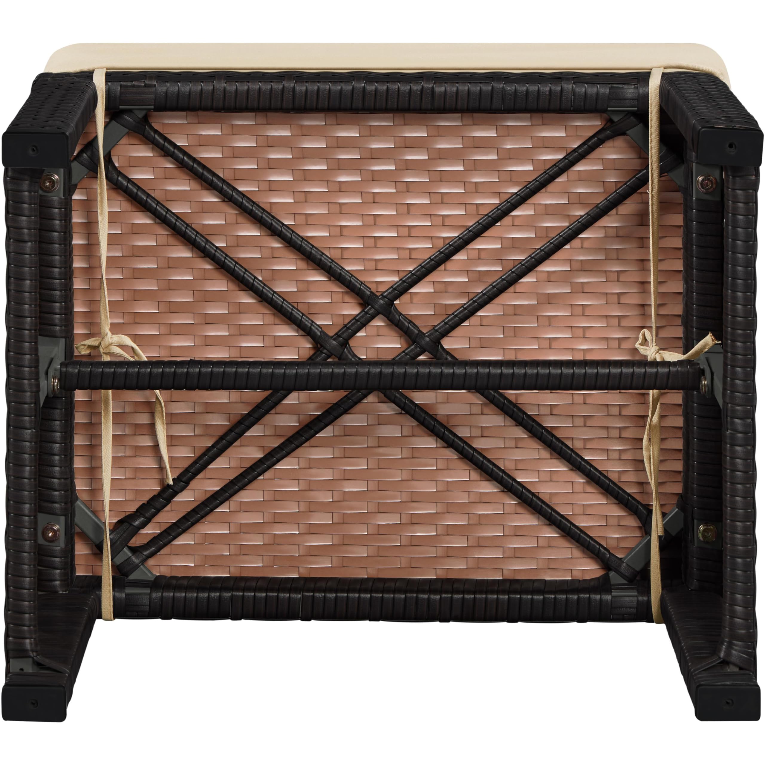 Wicker Ottoman Set of 2 with Removable Cushions