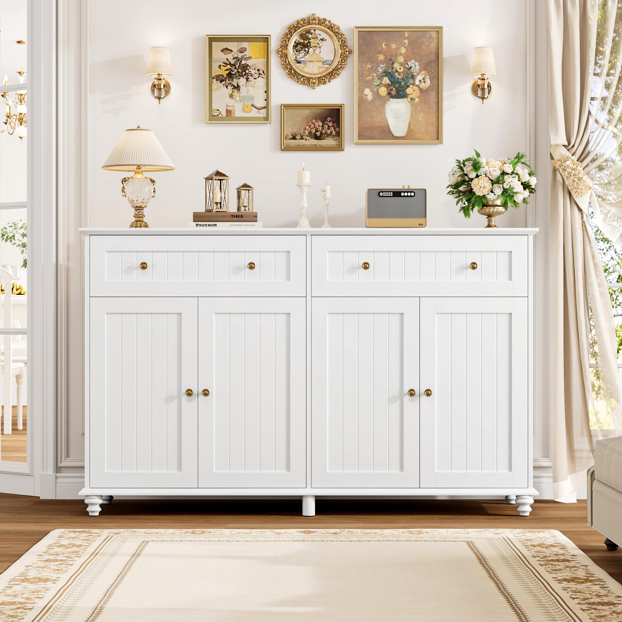 White Buffet Cabinet with Storage