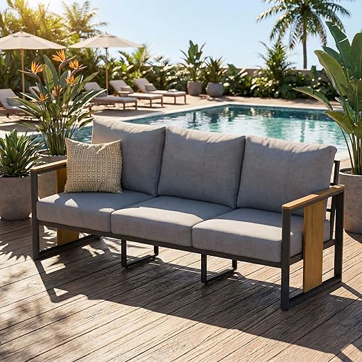 5-Piece Aluminum Outdoor Patio Sectional Conversation Set with Coffee Table