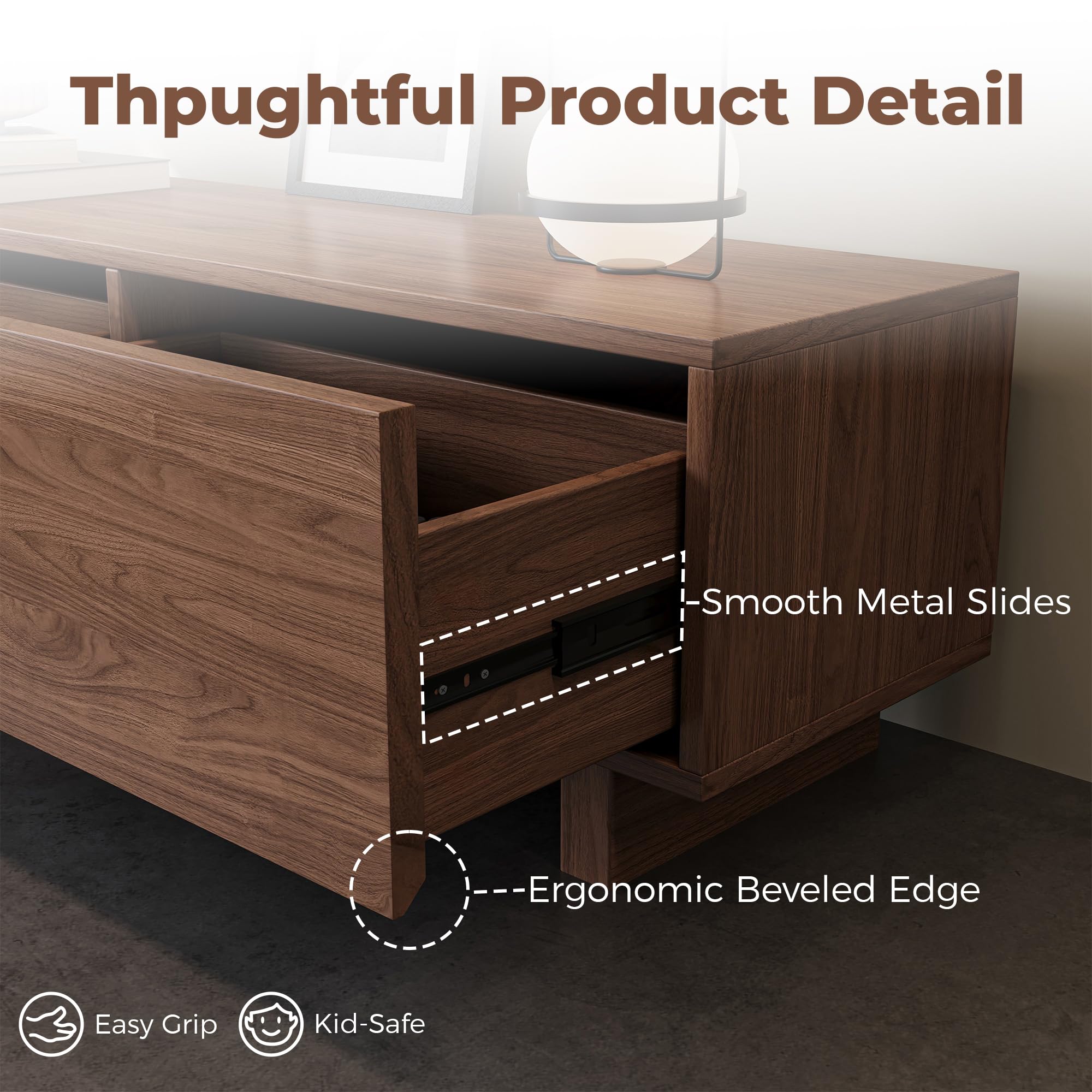 Extendable TV Stand for 65-100 Inch TVs with 3 Drawers