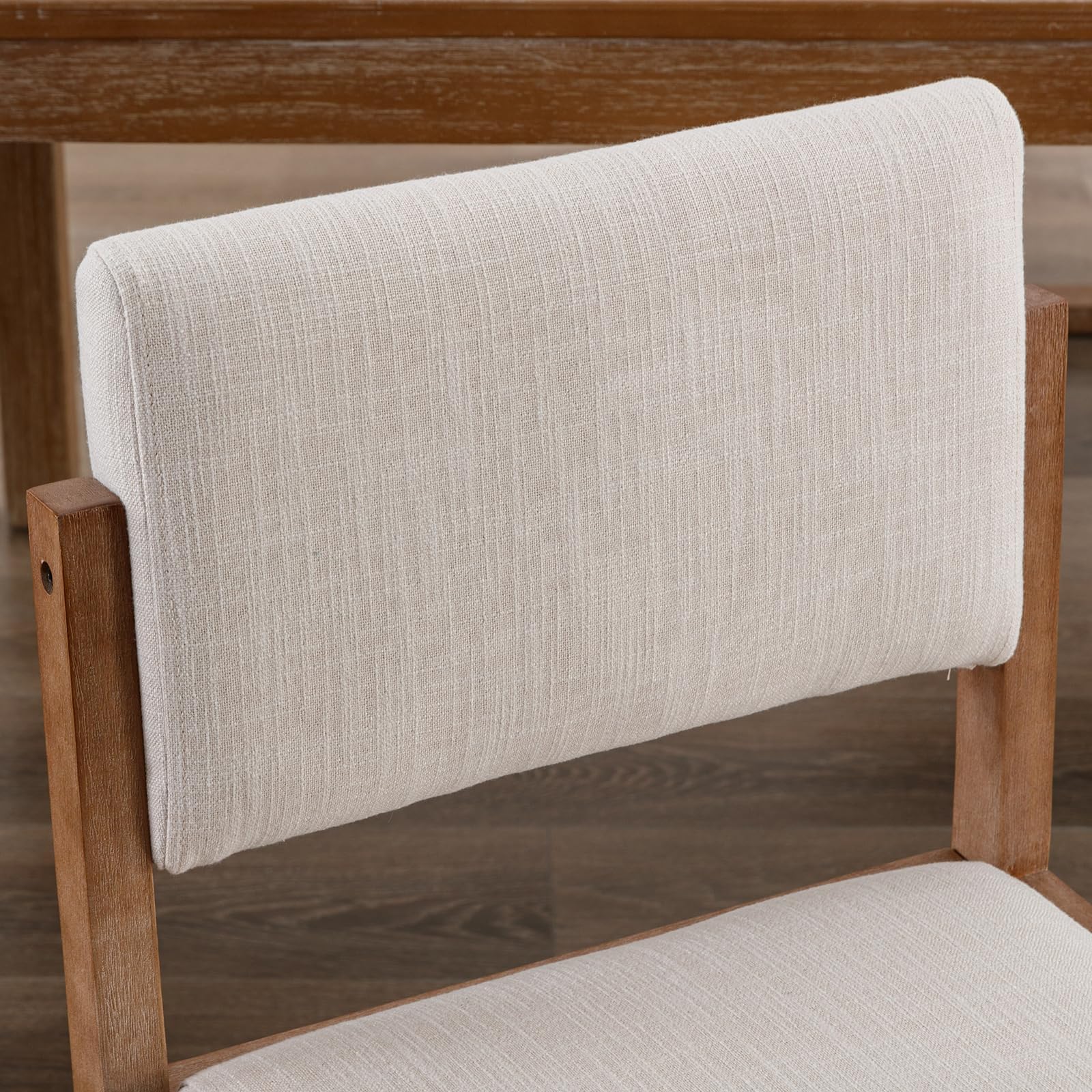 Upholstered Dining Chairs Set of 4 - Mid-Century Modern Linen Fabric