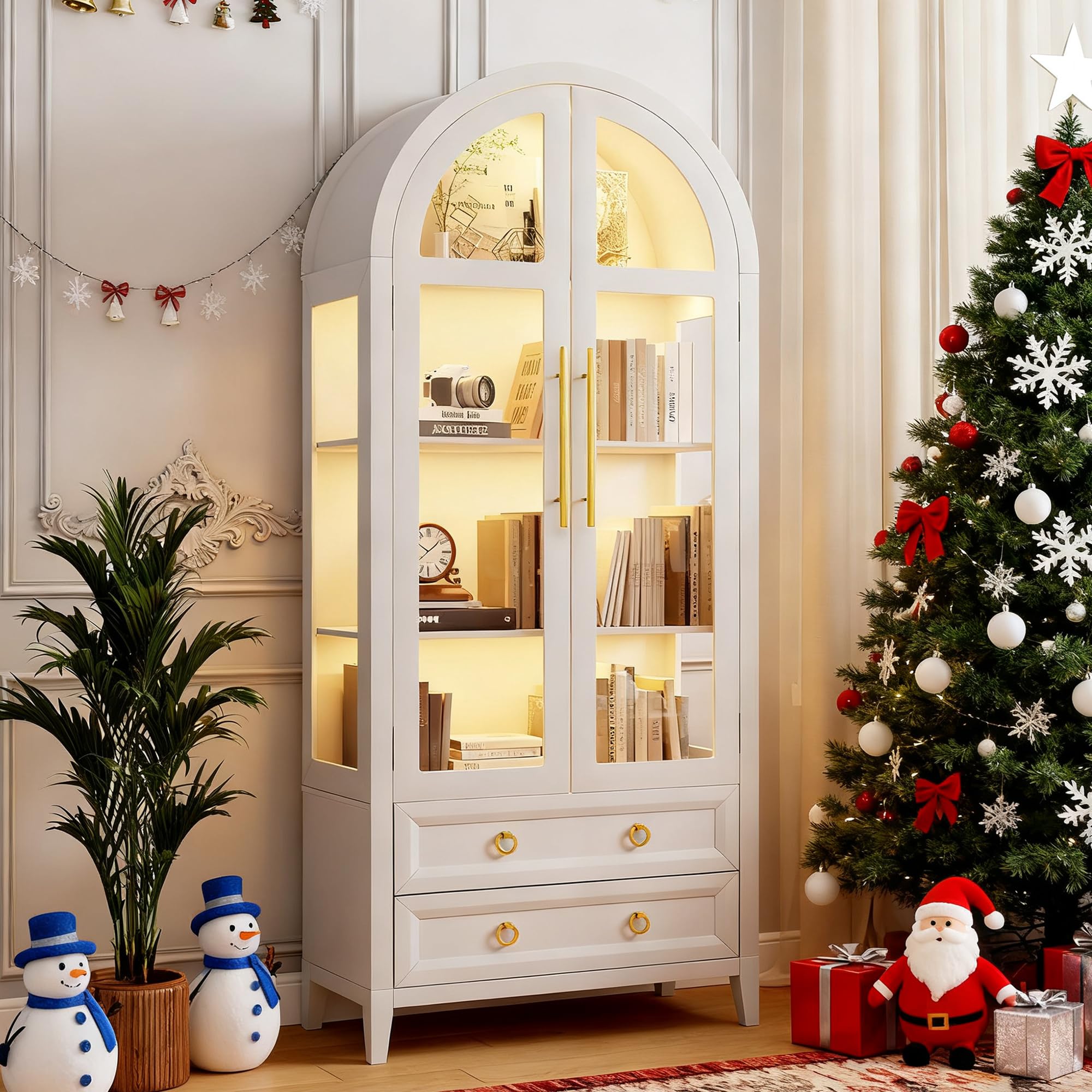 Arched Display Cabinet with LED Lighting