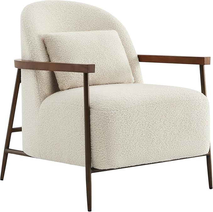 Faux Sherpa Fabric Accent Chair Set of 2