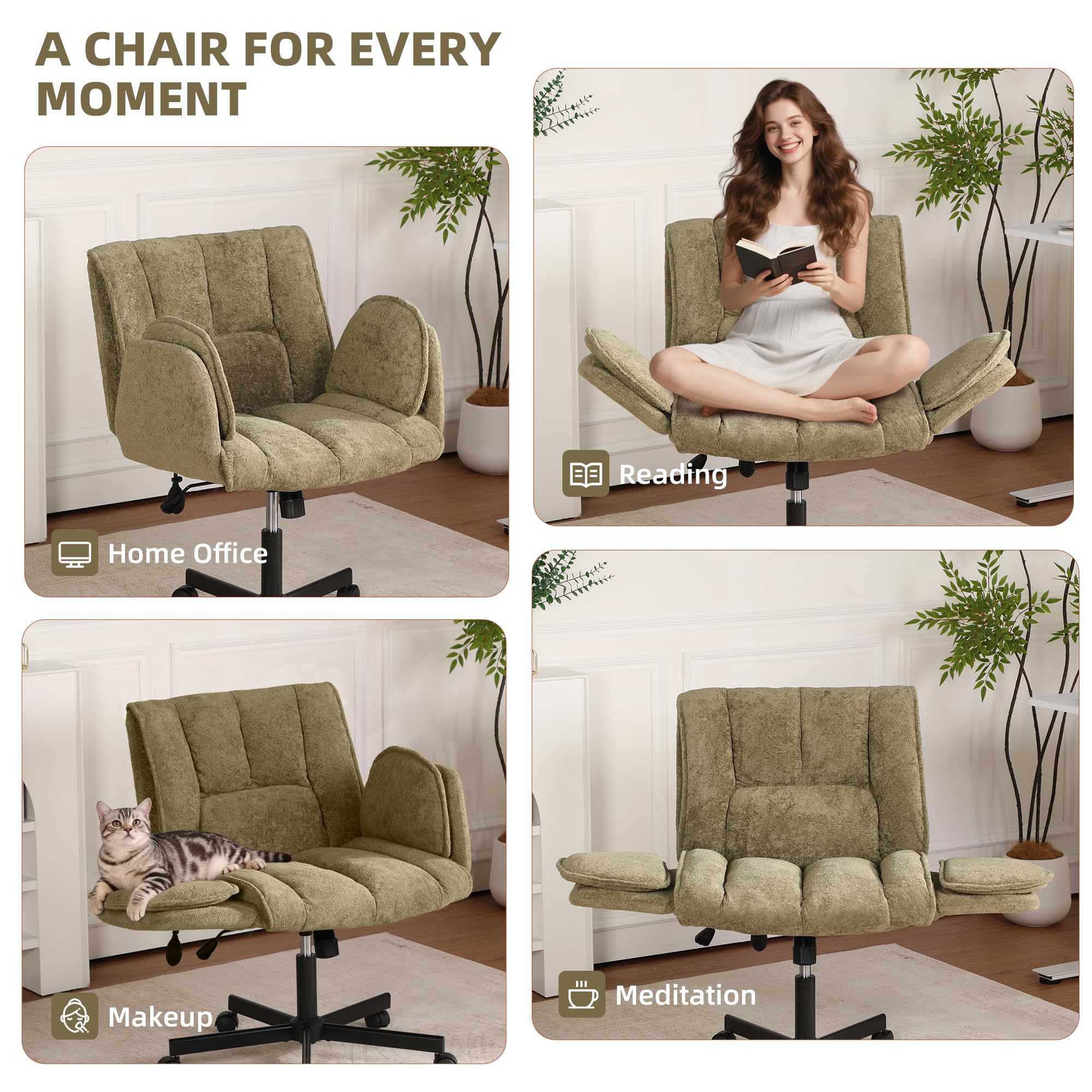 Criss Cross Office Chair with Wheels and Lumbar Support