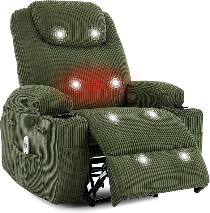Pink Massage Recliner Chair with USB Port