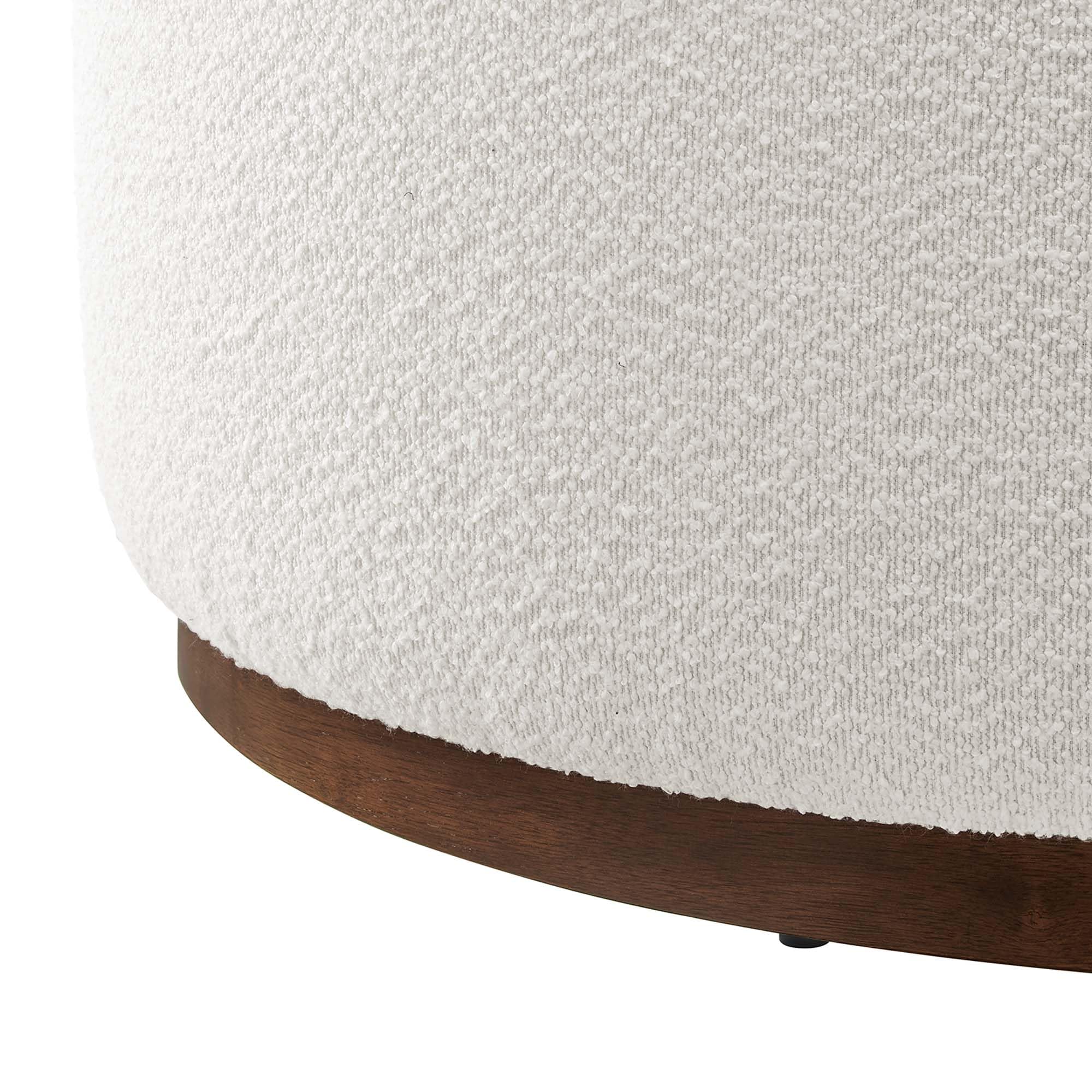 38" Round Boucle Upholstered Ottoman