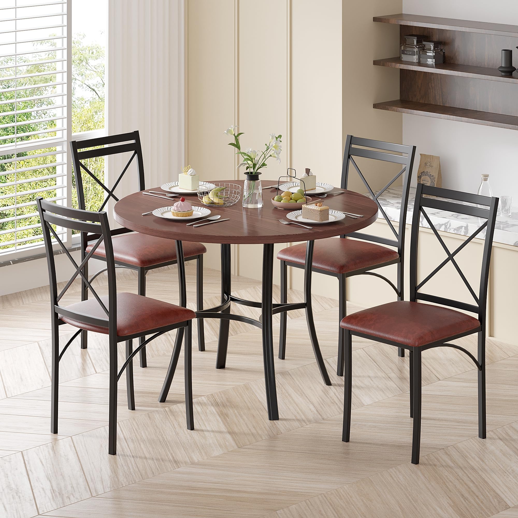 5 Piece Dining Table Set for 4 with Chairs