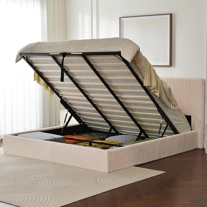 Full Size Storage Bed Frame with Hydraulic Lift