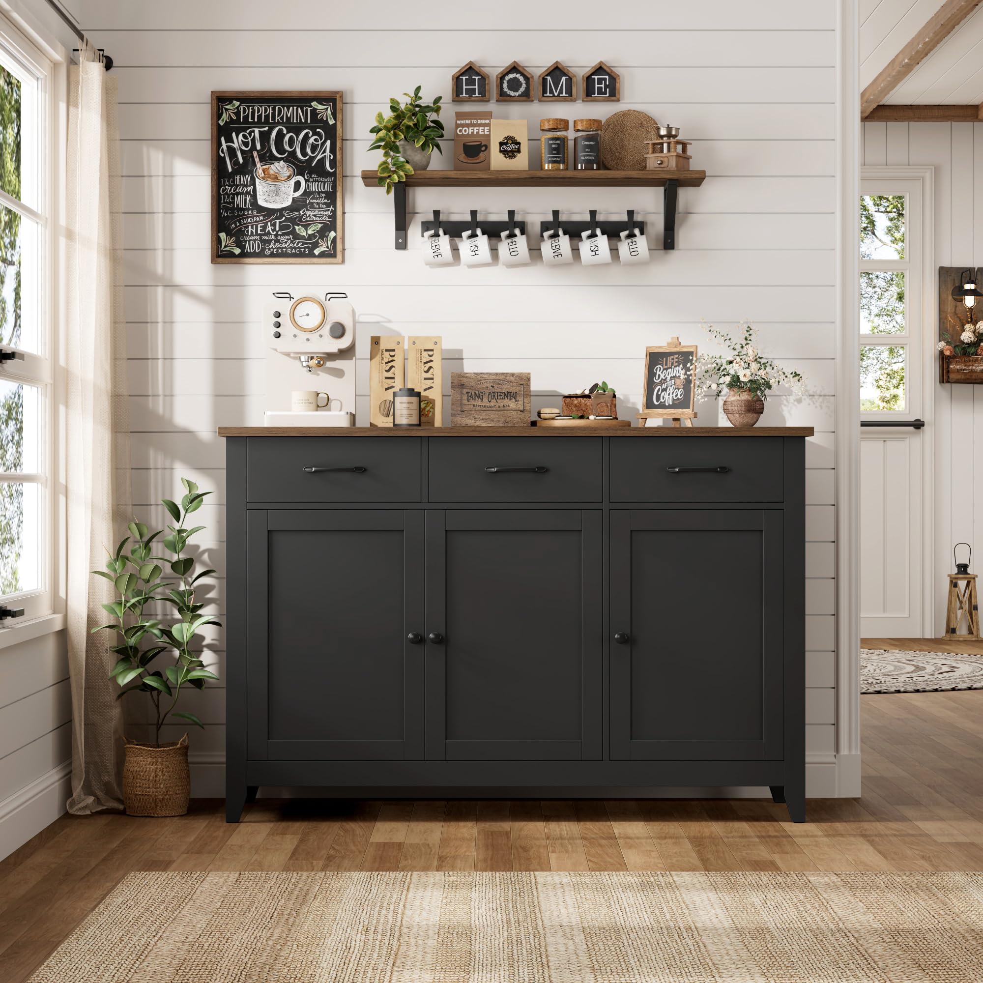 Buffet Cabinet with Storage Drawers and Adjustable Shelf