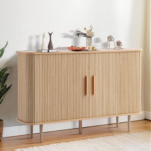47" Fluted Sideboard Buffet Cabinet with Adjustable Shelves