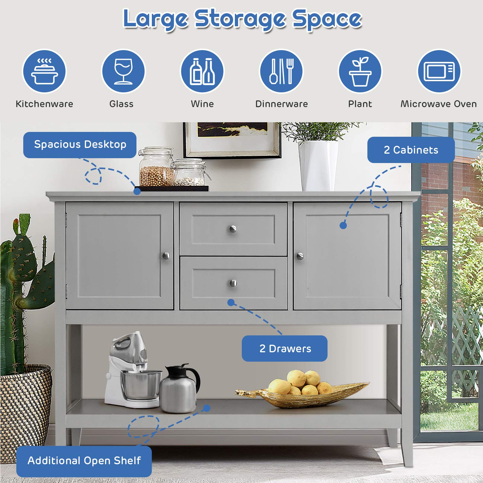 Wood Buffet Sideboard with Storage