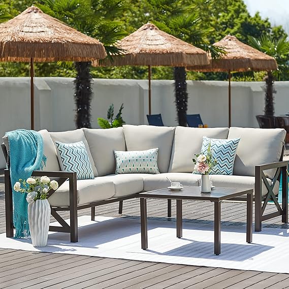 6-Piece Outdoor Patio Sectional Sofa Set with Cushions
