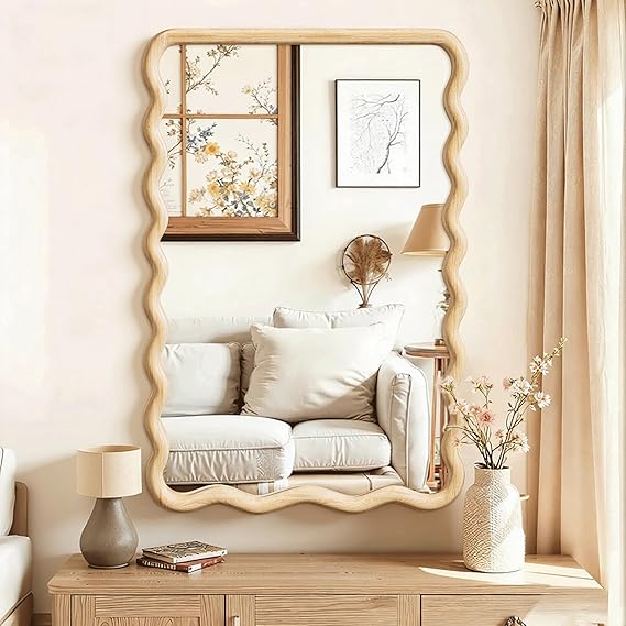Wavy Wood Wall Mirror