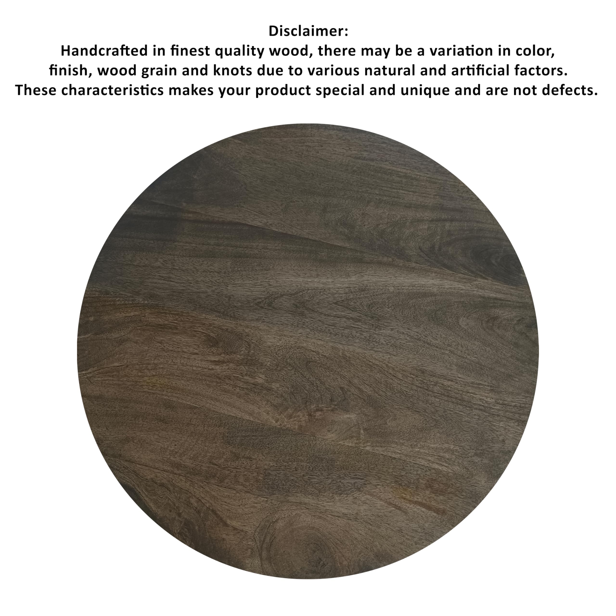 Round Drum Side Table Distressed Gray Mango Wood
