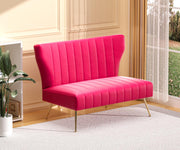 Velvet Loveseat with Gold Metal Legs