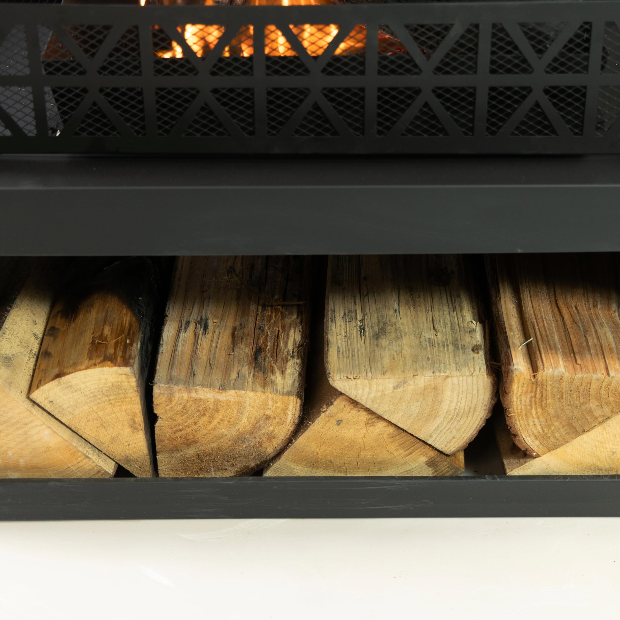 Outdoor Wood Burning Fireplace with Log Storage