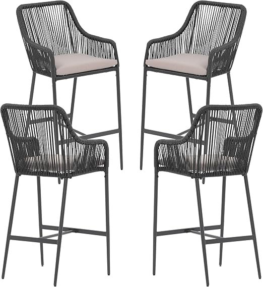 5-Piece Patio Bar Dining Set with Cushions