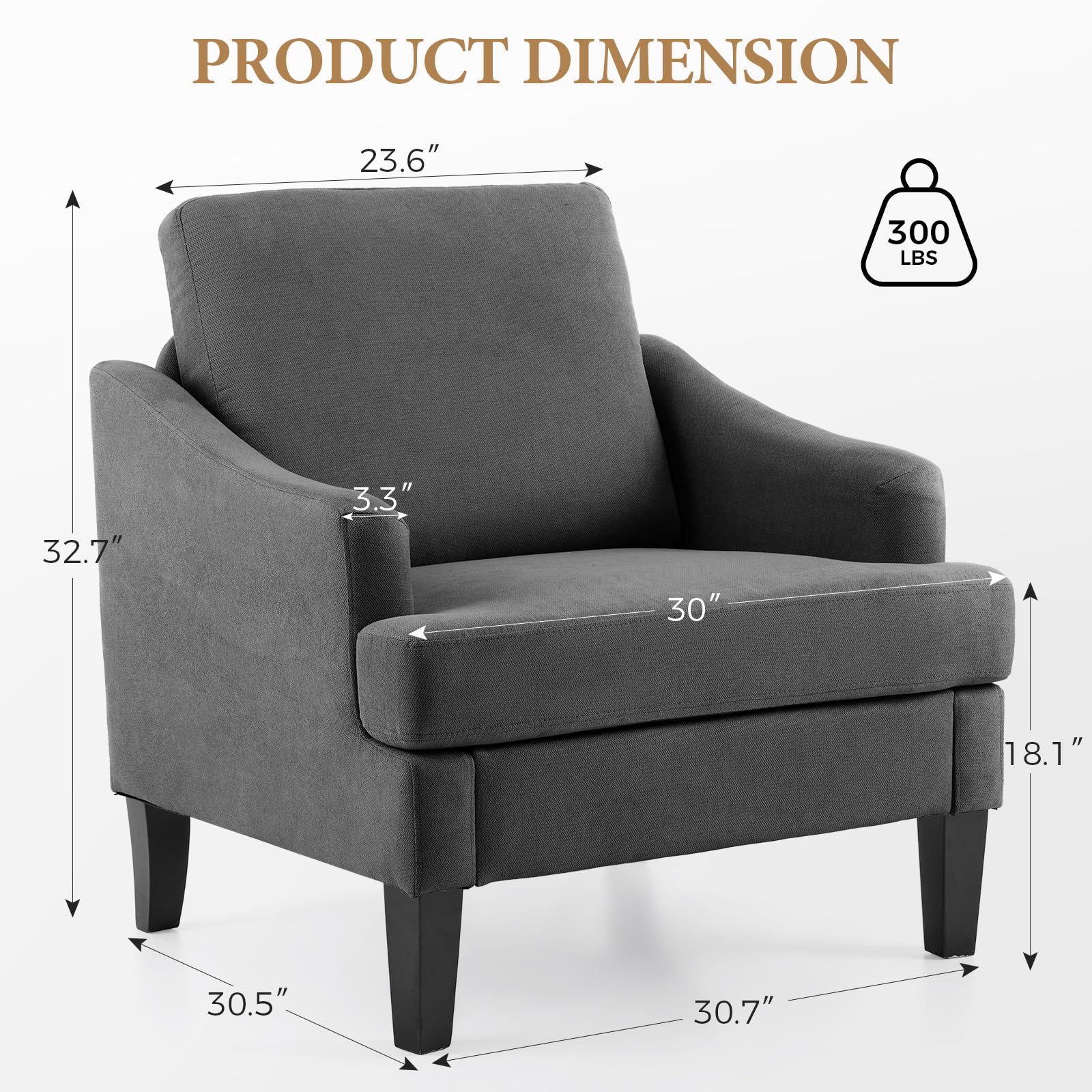 Modern Accent Chair with Wood Legs