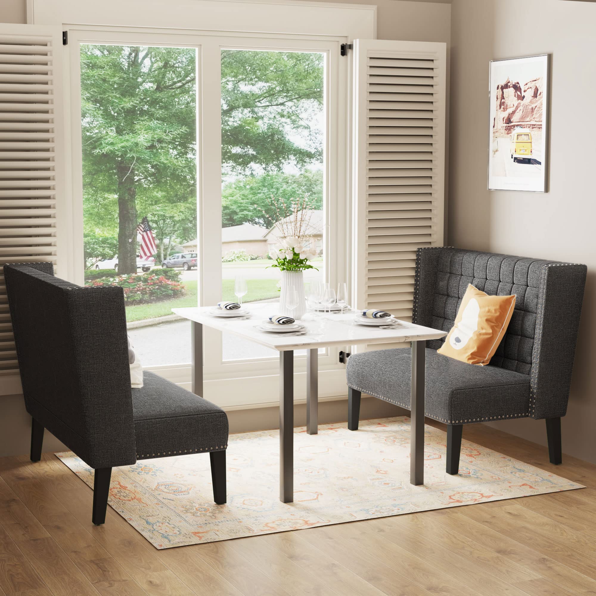 Modern Loveseat Settee Bench with Back