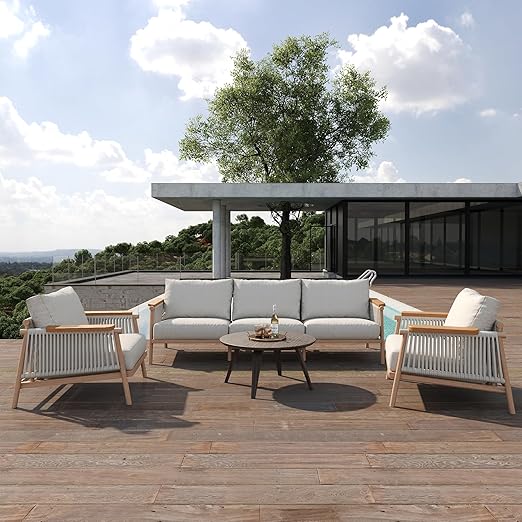 Modern All-Weather Aluminum Outdoor Patio Loveseat
