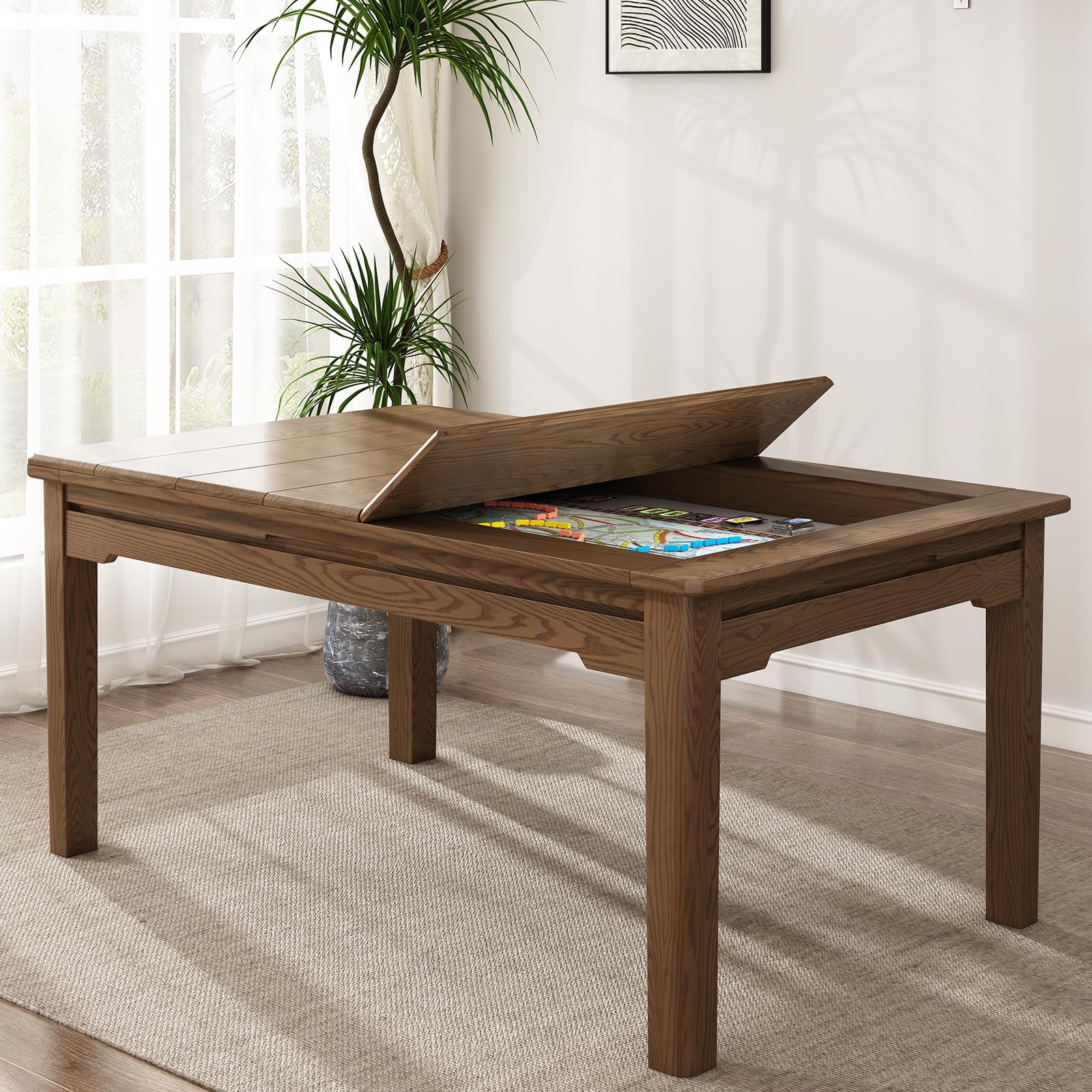 6-Player Board Game Table with Removable Top