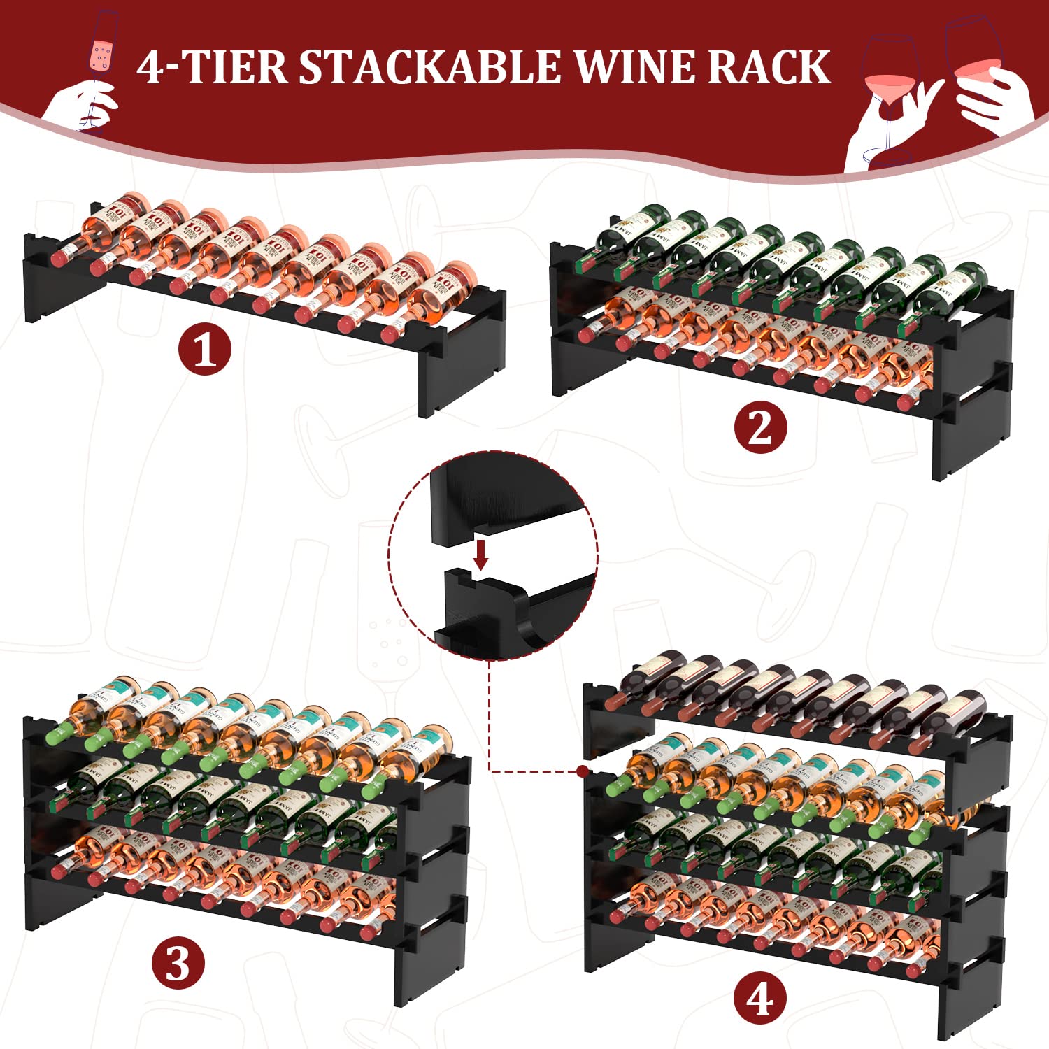 36 Bottle Bamboo Wine Rack Floor Standing