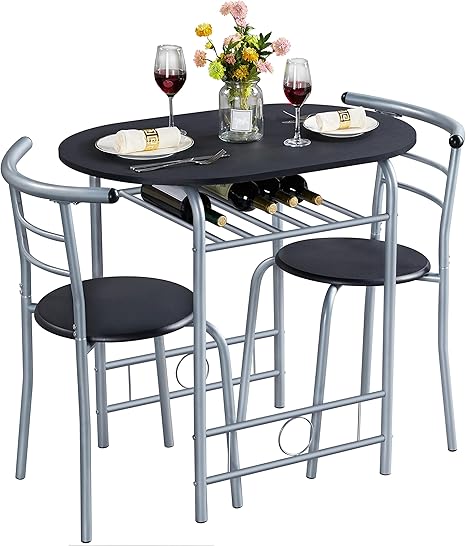 3-Piece Dining Table Set with Wine Rack