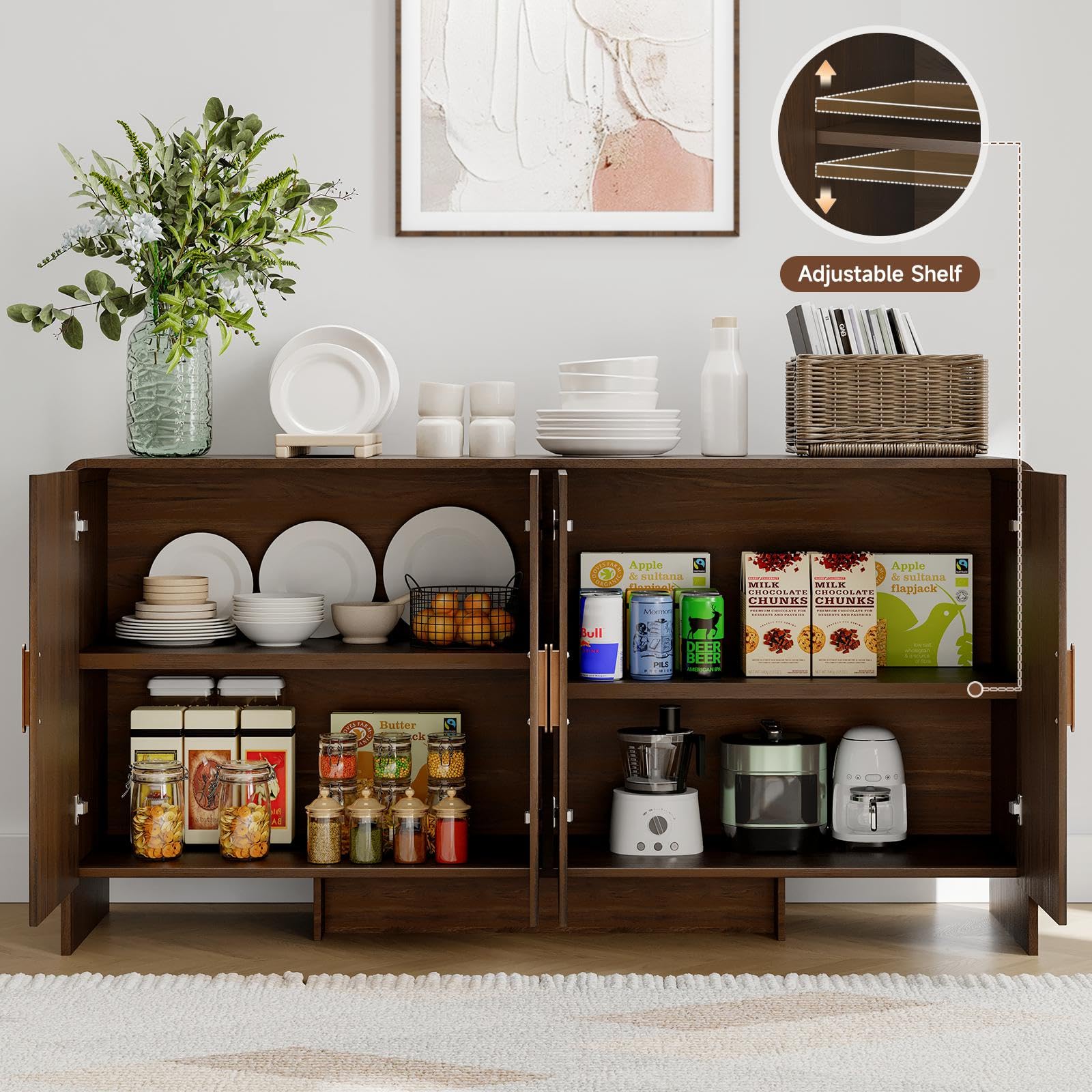 60" Sideboard Buffet Cabinet with Storage