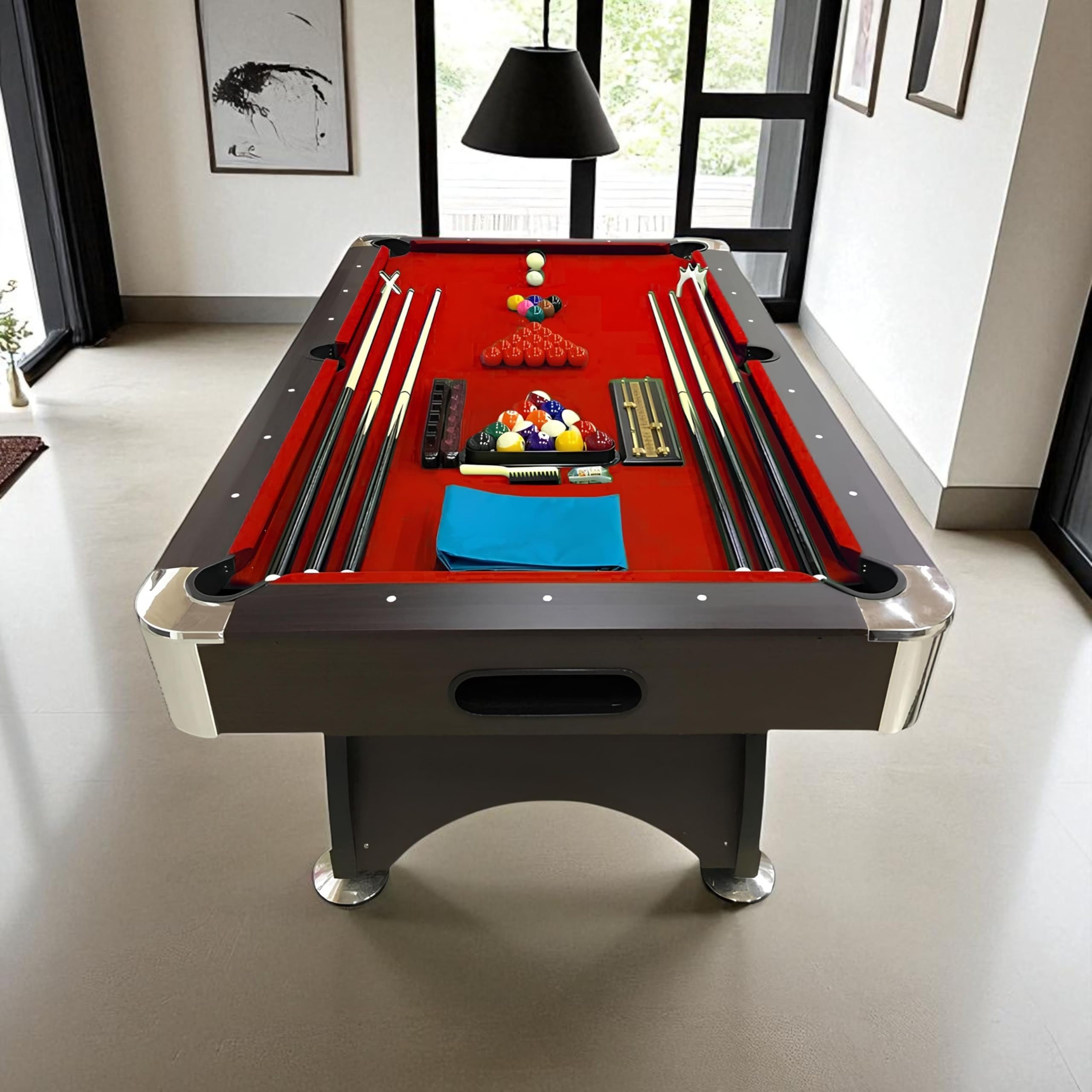 7 Foot Pool Table with Ball Return and Accessories