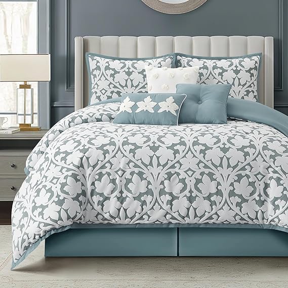 7 Piece Jacquard Comforter Set Queen