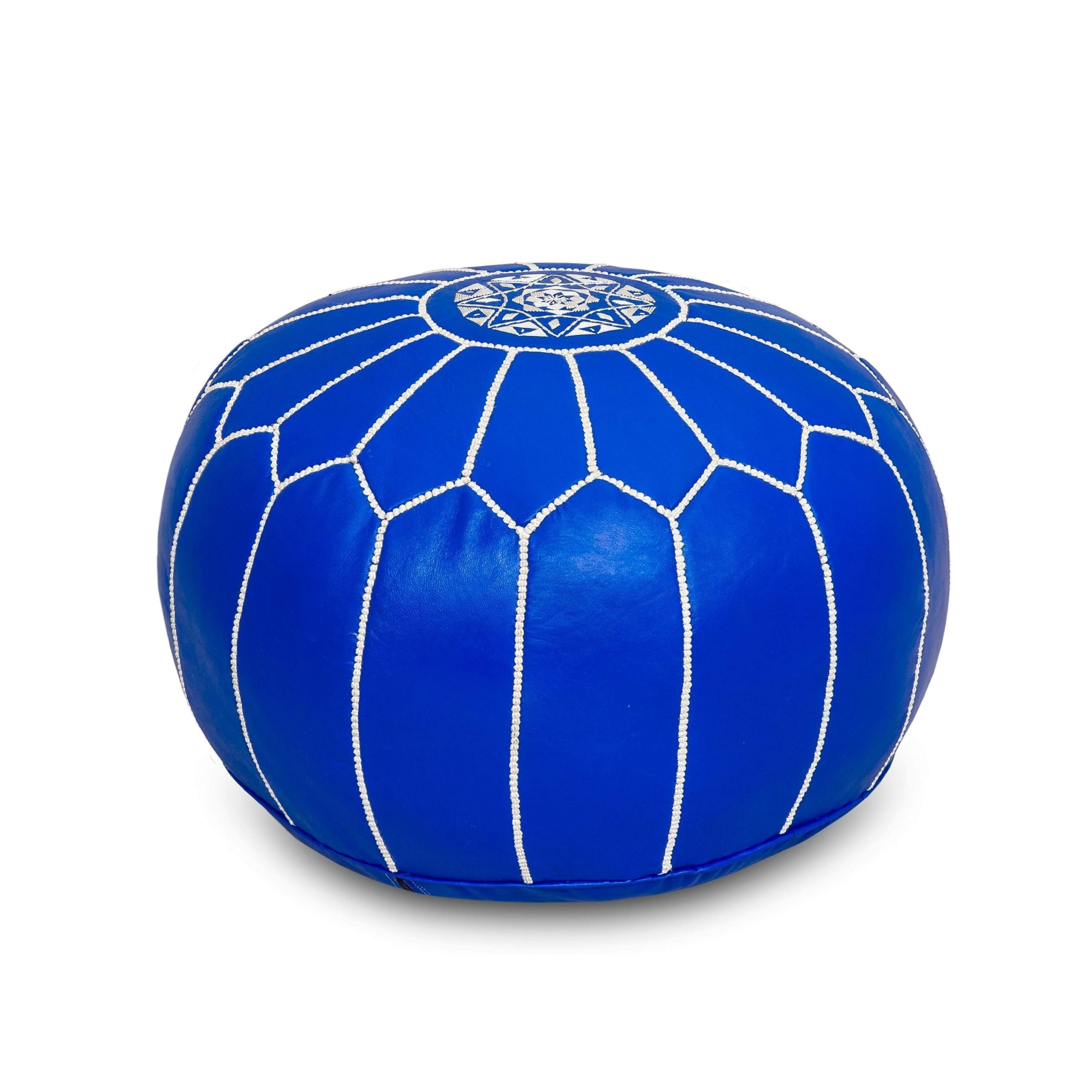Handmade Leather Moroccan Pouf Ottoman