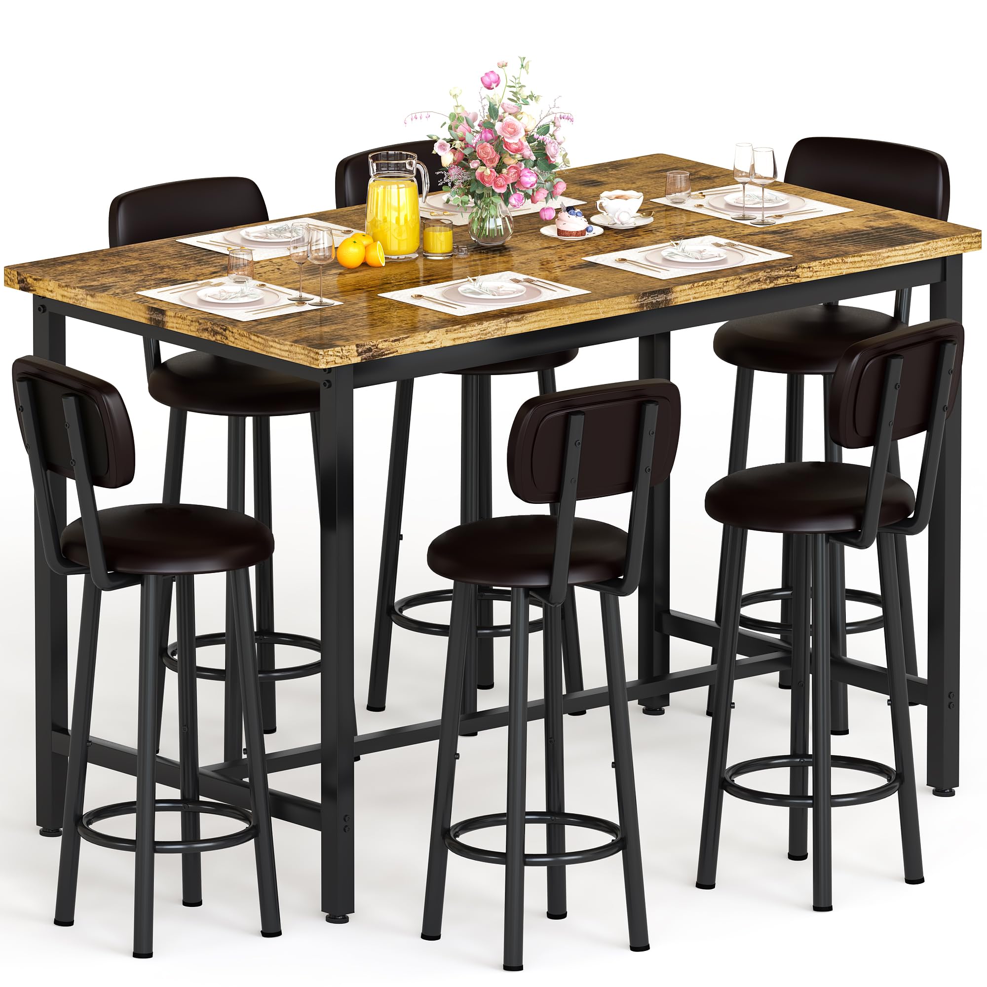 7-Piece Counter Height Dining Set with 6 Chairs