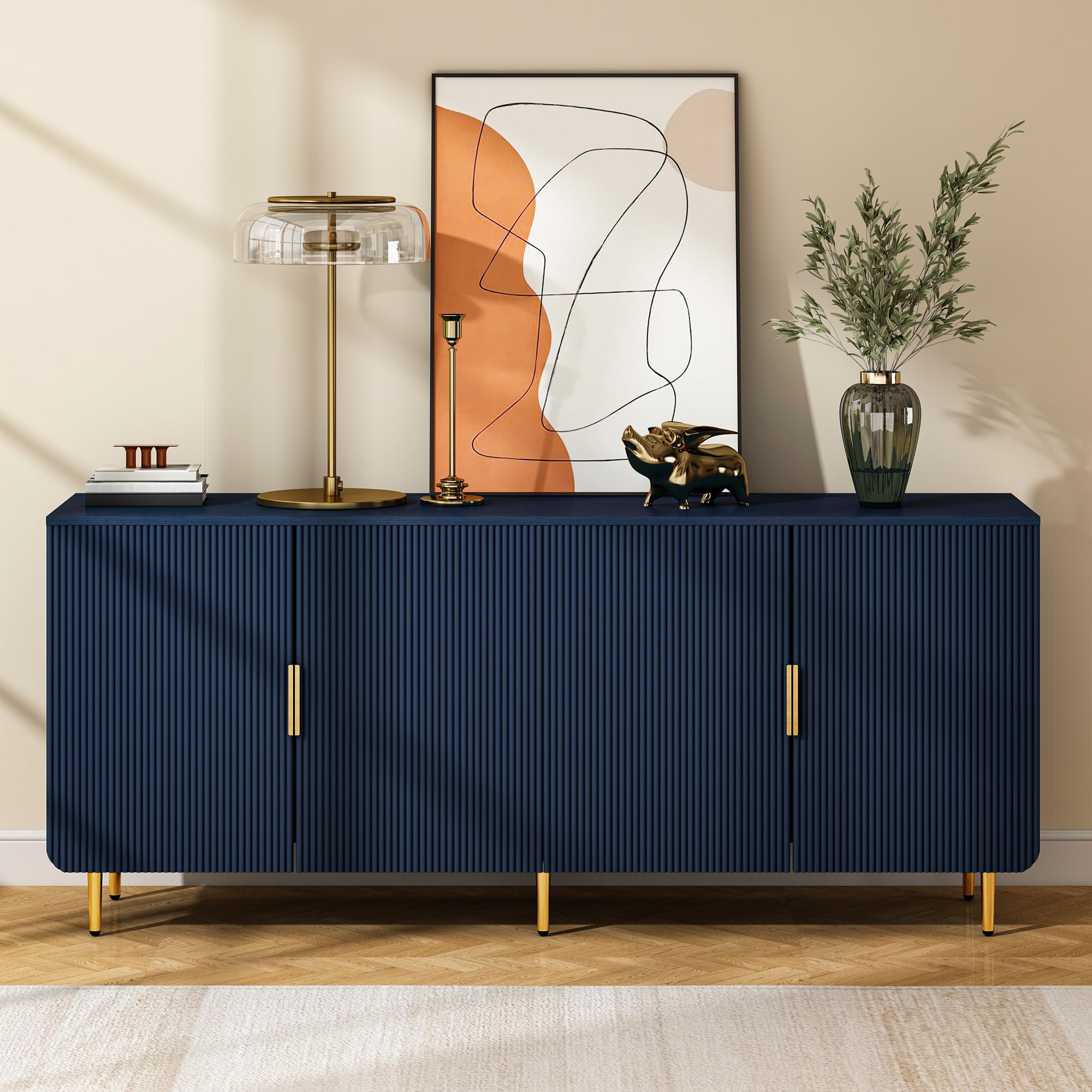 Fluted Sideboard Buffet Cabinet with Storage