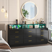 9 Drawer Dresser with LED Light and Power Outlet