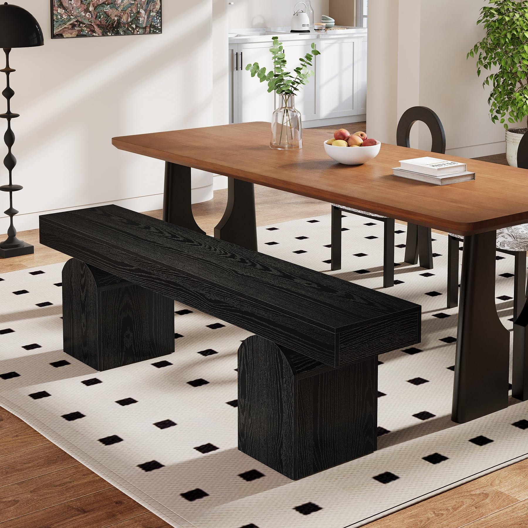 59" Dining Bench for 2-3 People with Arched Base