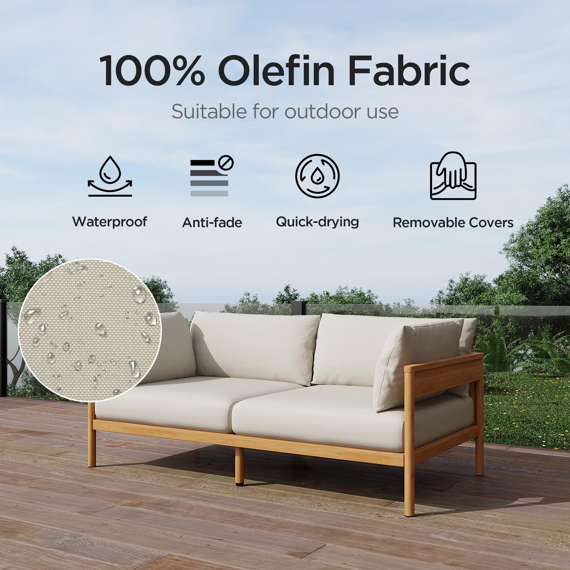 Outdoor Sectional Sofa Set 5-Seat Beige