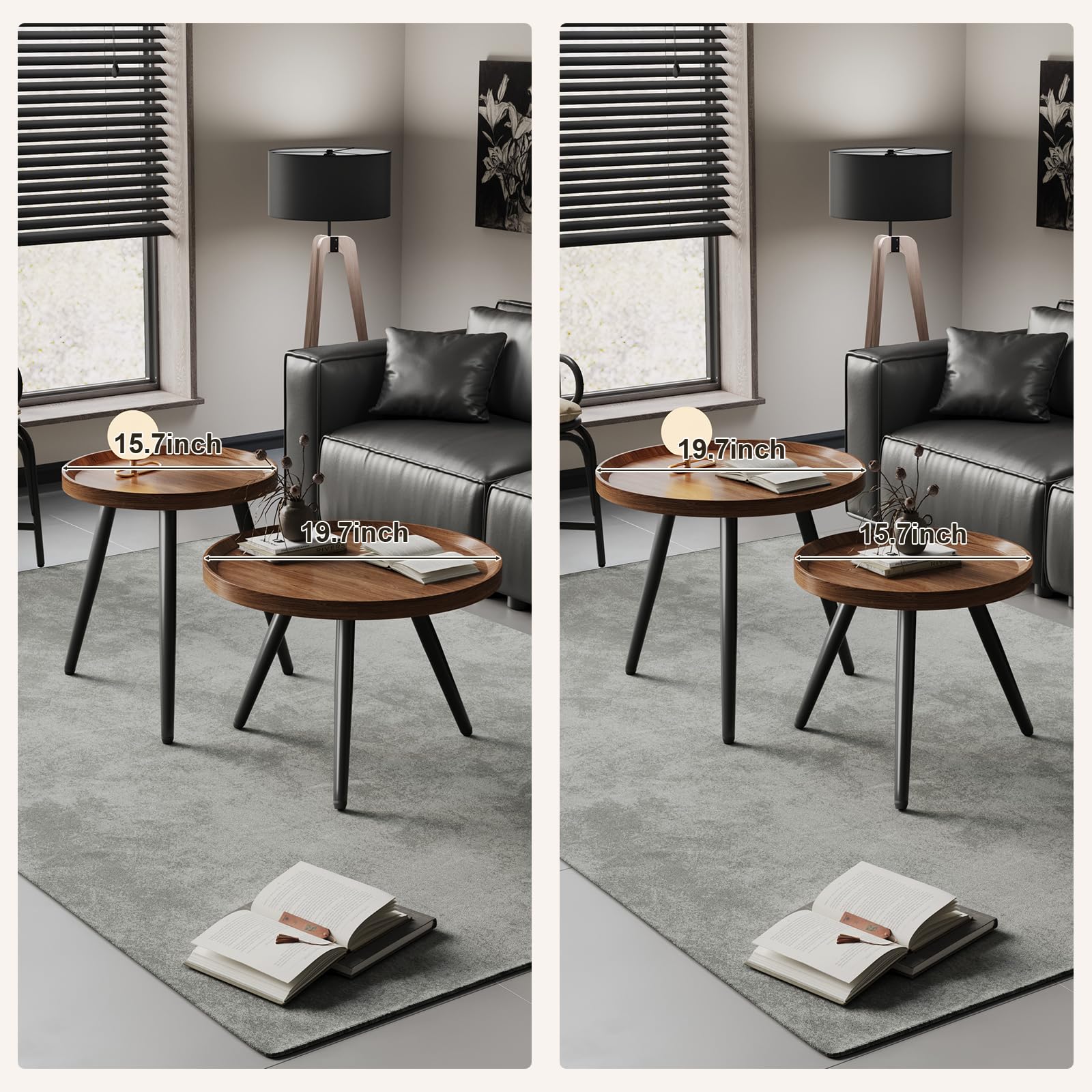Round Nesting Coffee Table Set of 2