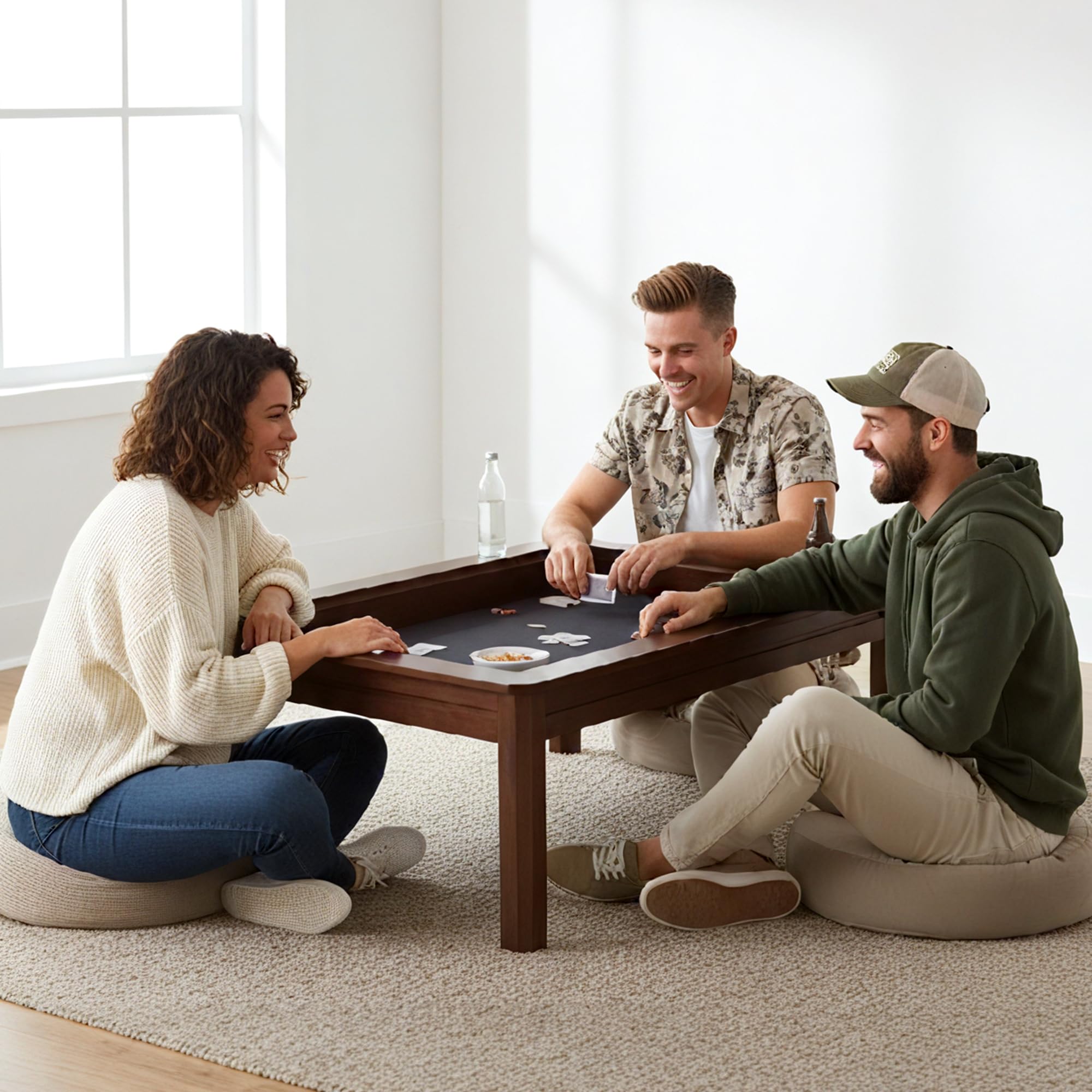 Solid Wood Board Game Coffee Table with Removable Top