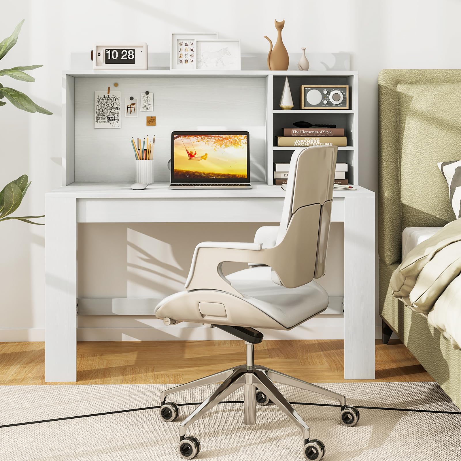 48" Computer Desk with Hutch and Storage Shelves